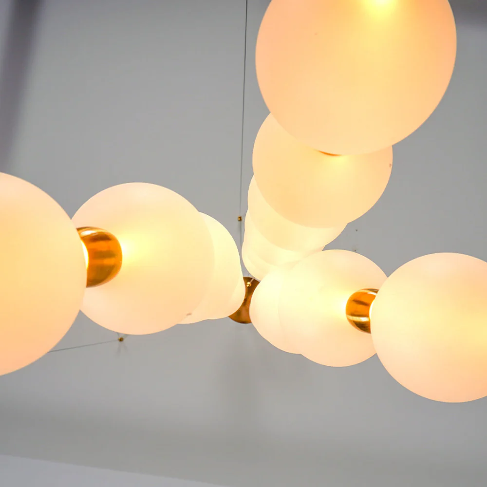 Hanging Ceiling Light with Acrylic Globes - Minimalist Sculptural Gold - Image 15