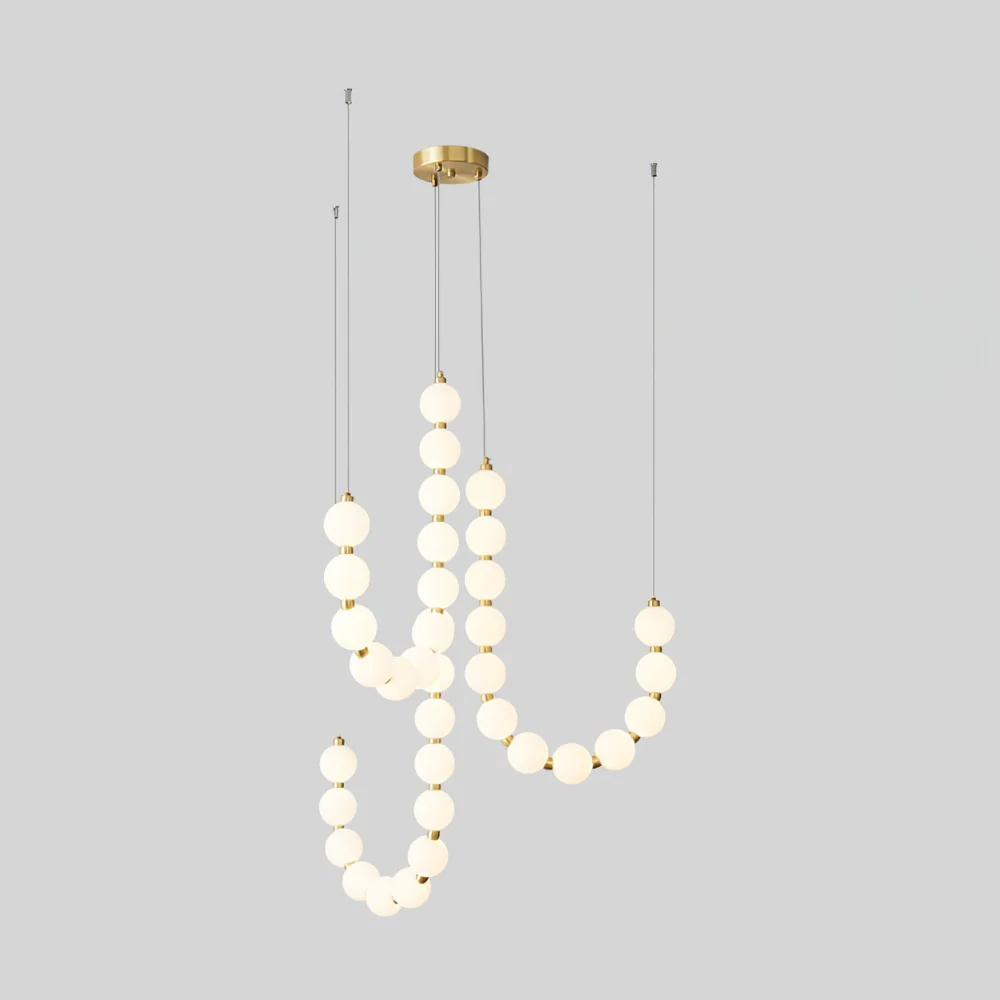 Hanging Ceiling Light with Acrylic Globes - Minimalist Sculptural Gold - Image 4
