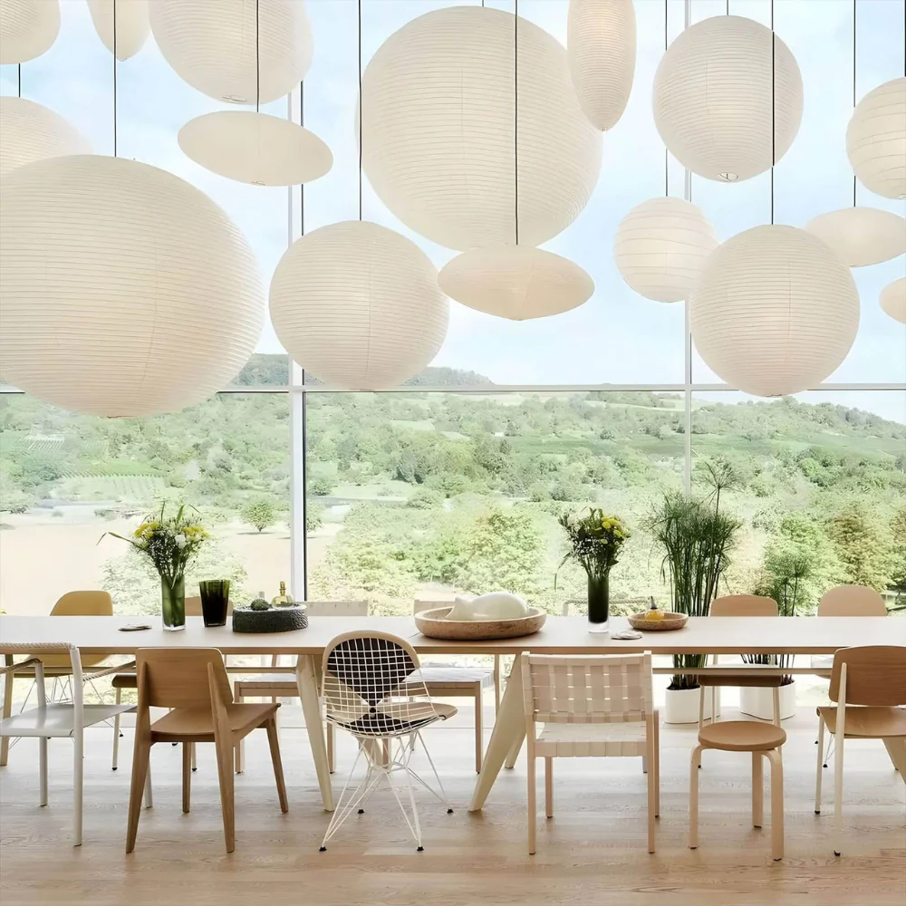 Japanese Paper Lantern Pendant Light - Washi Paper Globe Ceiling Lamp - Image 7