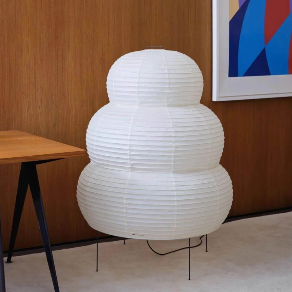 Japanese Rice Paper Table Lamp with Four Legs - Wabi Sabi Tiered Lantern - Image 11