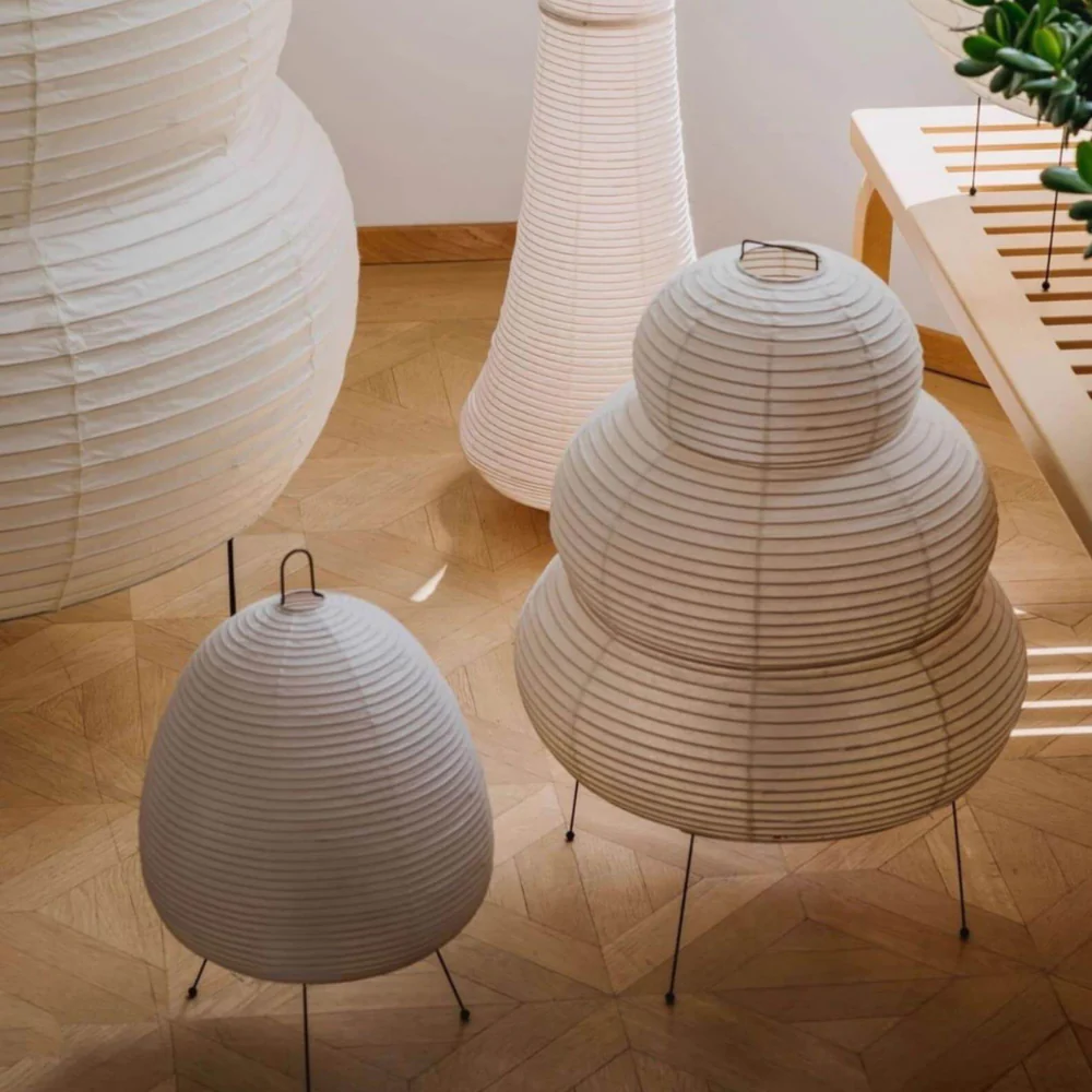 Japanese Rice Paper Table Lamp with Four Legs - Wabi Sabi Tiered Lantern - Image 12