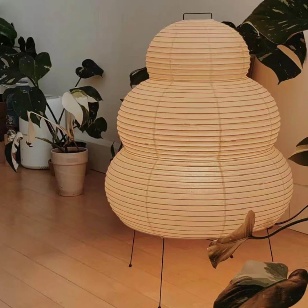Japanese Rice Paper Table Lamp with Four Legs - Wabi Sabi Tiered Lantern - Image 17