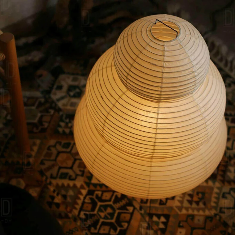 Japanese Rice Paper Table Lamp with Four Legs - Wabi Sabi Tiered Lantern - Image 19