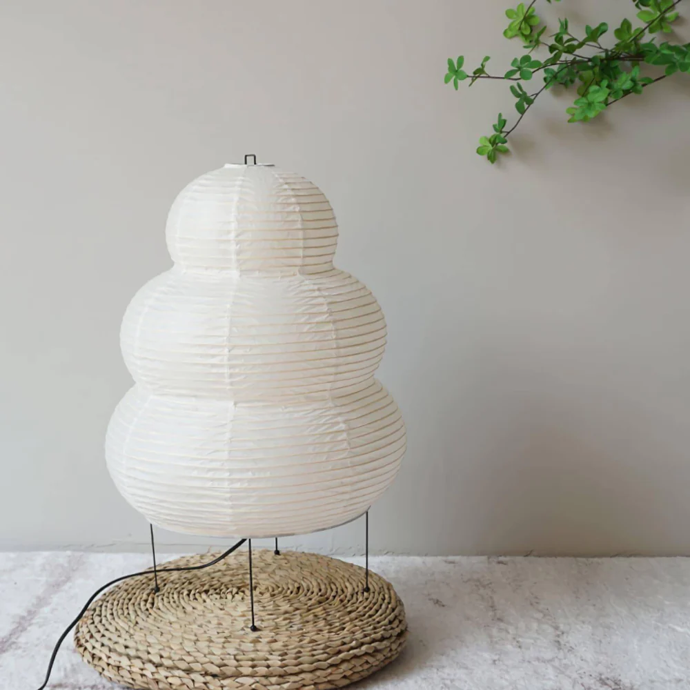 Japanese Rice Paper Table Lamp with Four Legs - Wabi Sabi Tiered Lantern - Image 5