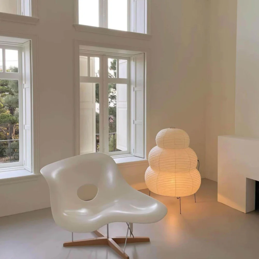 Japanese Rice Paper Table Lamp with Four Legs - Wabi Sabi Tiered Lantern - Image 6
