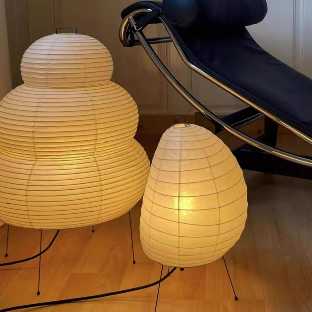 Japanese Rice Paper Table Lamp with Four Legs - Wabi Sabi Tiered Lantern - Image 7