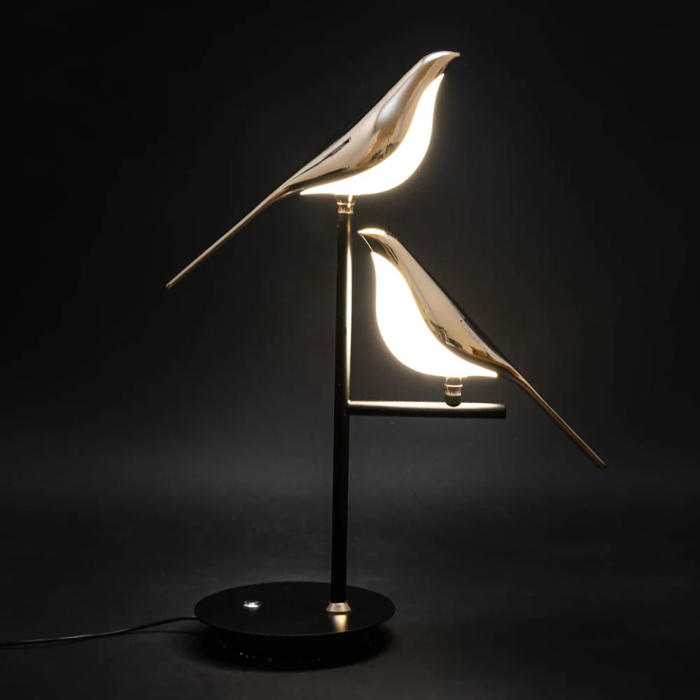 LED Bird Table Lamp with Dual Gold Post-Modern Fixtures - Warm Glow - Image 5