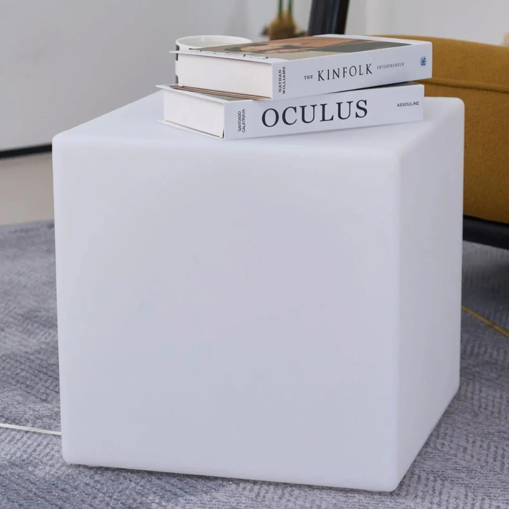 LED Cube Side Table and Glowing Accent Light - Modern Geometric - Image 11