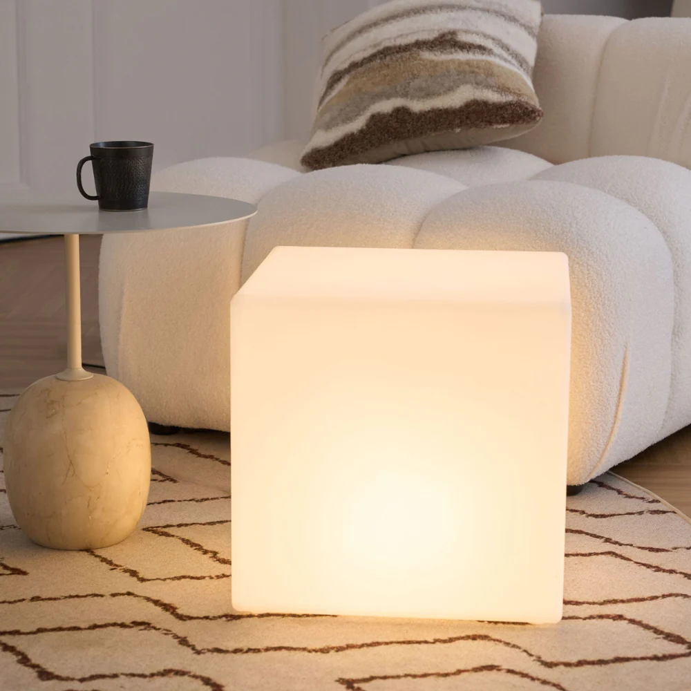 LED Cube Side Table and Glowing Accent Light - Modern Geometric - Image 13