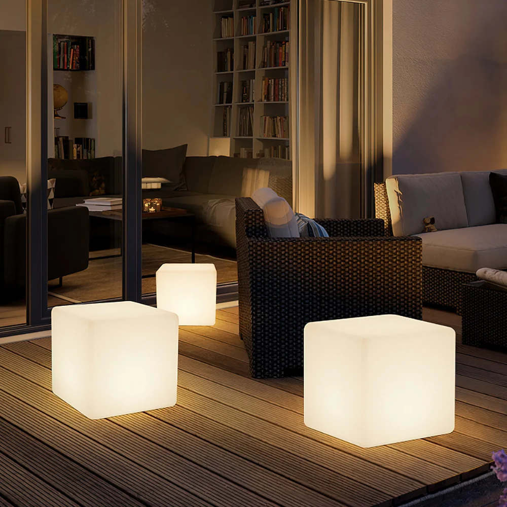 LED Cube Side Table and Glowing Accent Light - Modern Geometric - Image 16