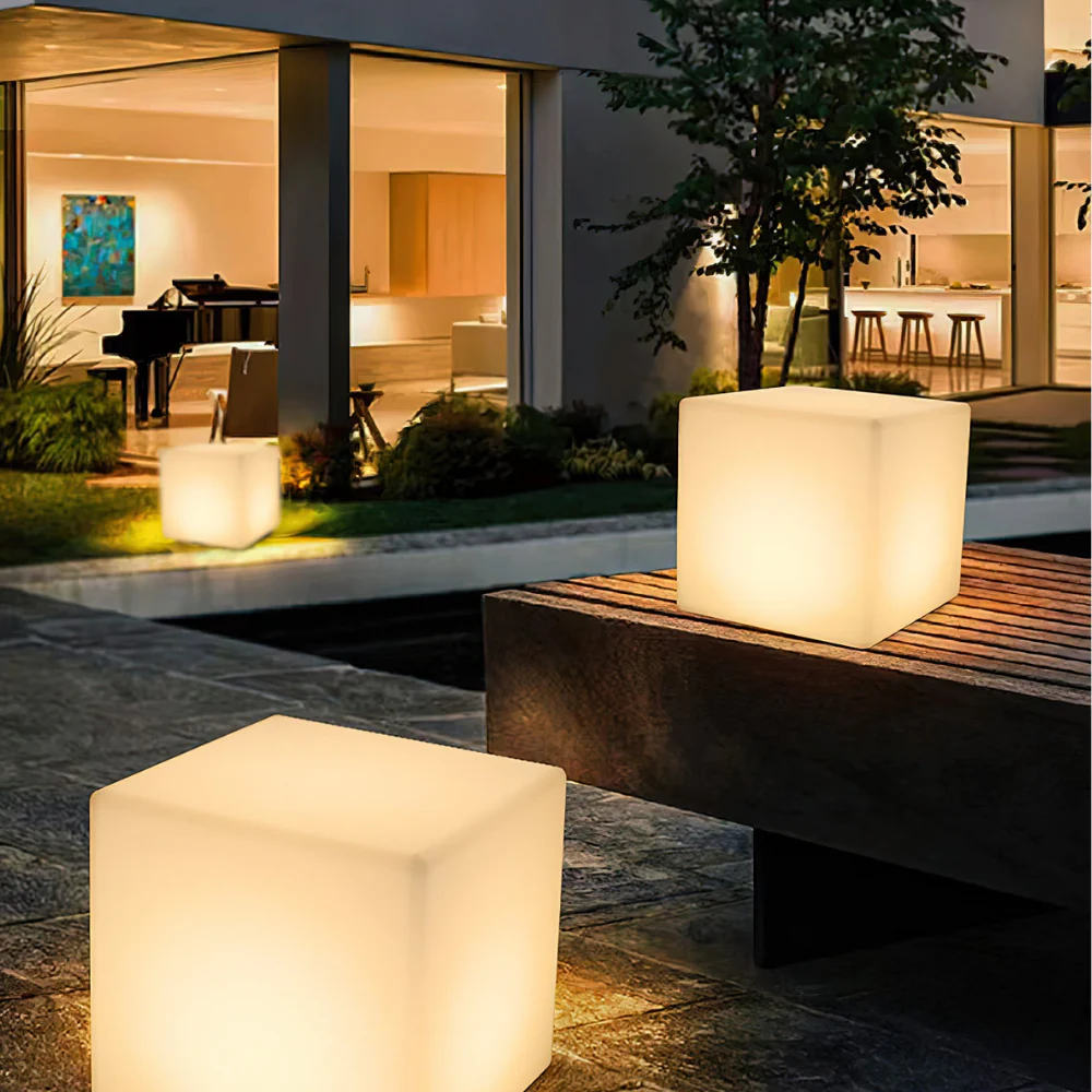 LED Cube Side Table and Glowing Accent Light - Modern Geometric - Image 19