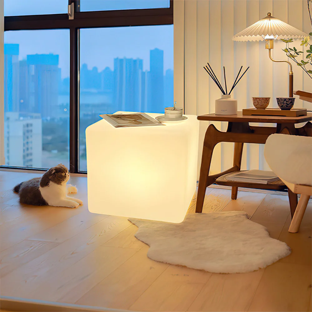 LED Cube Side Table and Glowing Accent Light - Modern Geometric - Image 25