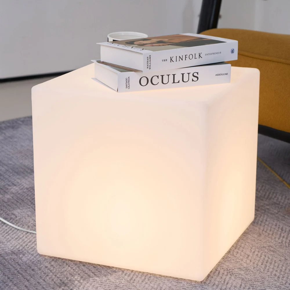 LED Cube Side Table and Glowing Accent Light - Modern Geometric - Image 6