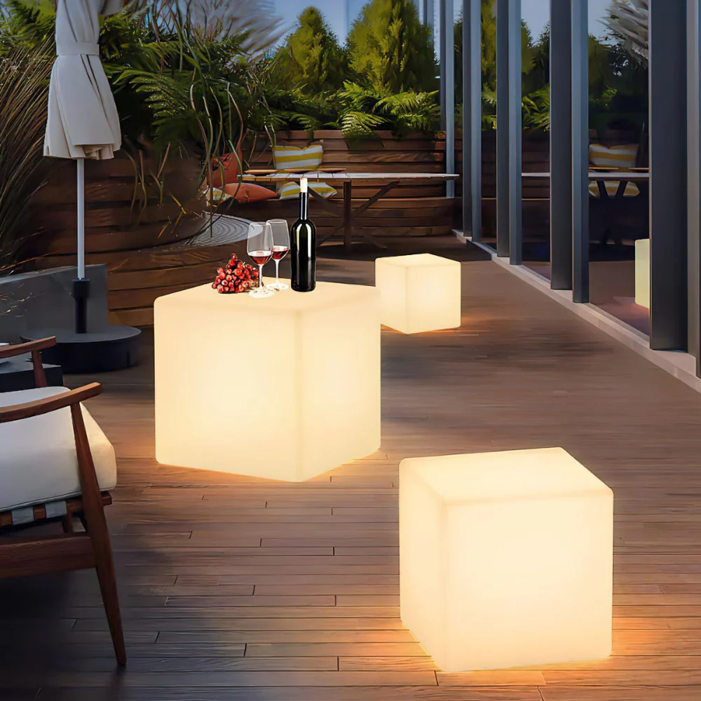 LED Cube Side Table and Glowing Accent Light - Modern Geometric - Image 8