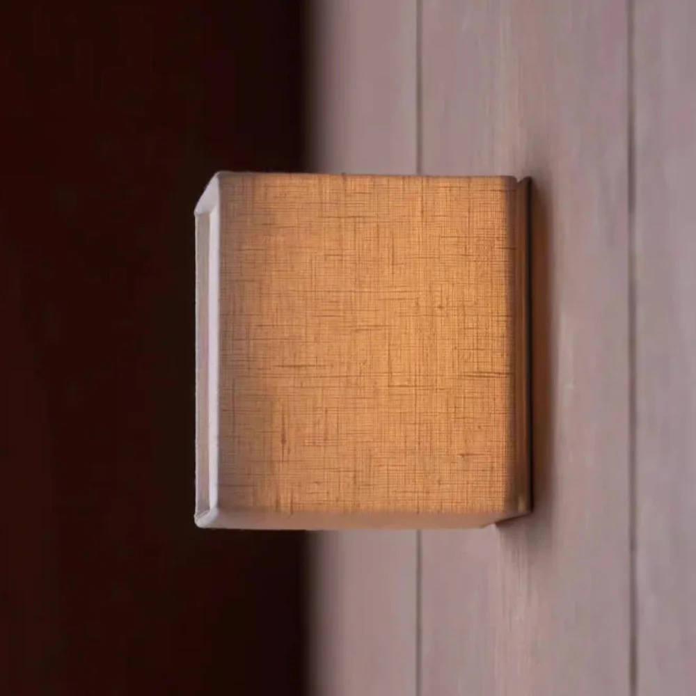 LED Cube Wall Sconce with Fabric Shade - Modern Japandi Style White - Image 12