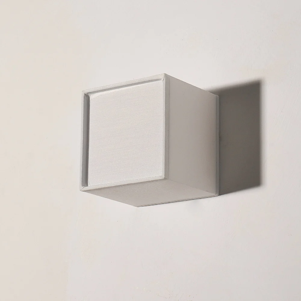 LED Cube Wall Sconce with Fabric Shade - Modern Japandi Style White - Image 17