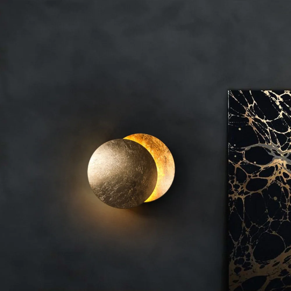 LED Lunar Eclipse Wall Sconce - Round Metal Backlit Halo Accent Lamp - Image 3