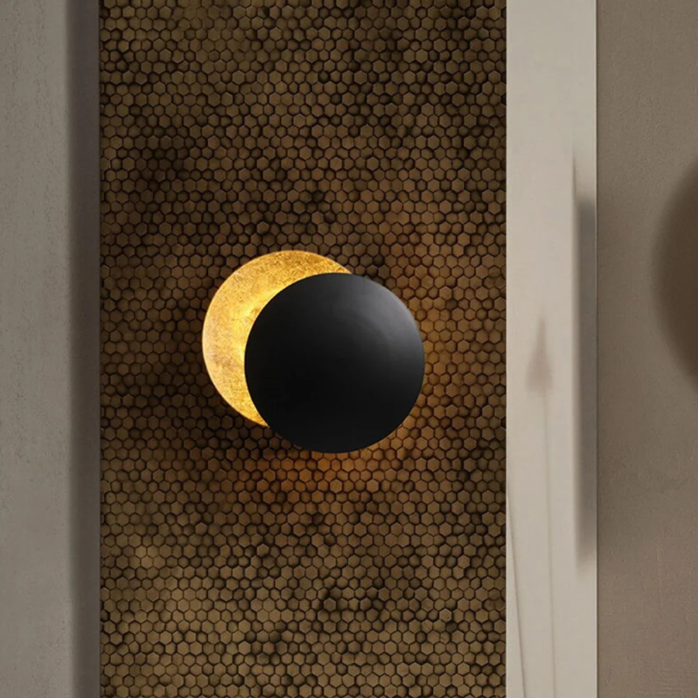 LED Lunar Eclipse Wall Sconce - Round Metal Backlit Halo Accent Lamp - Image 5