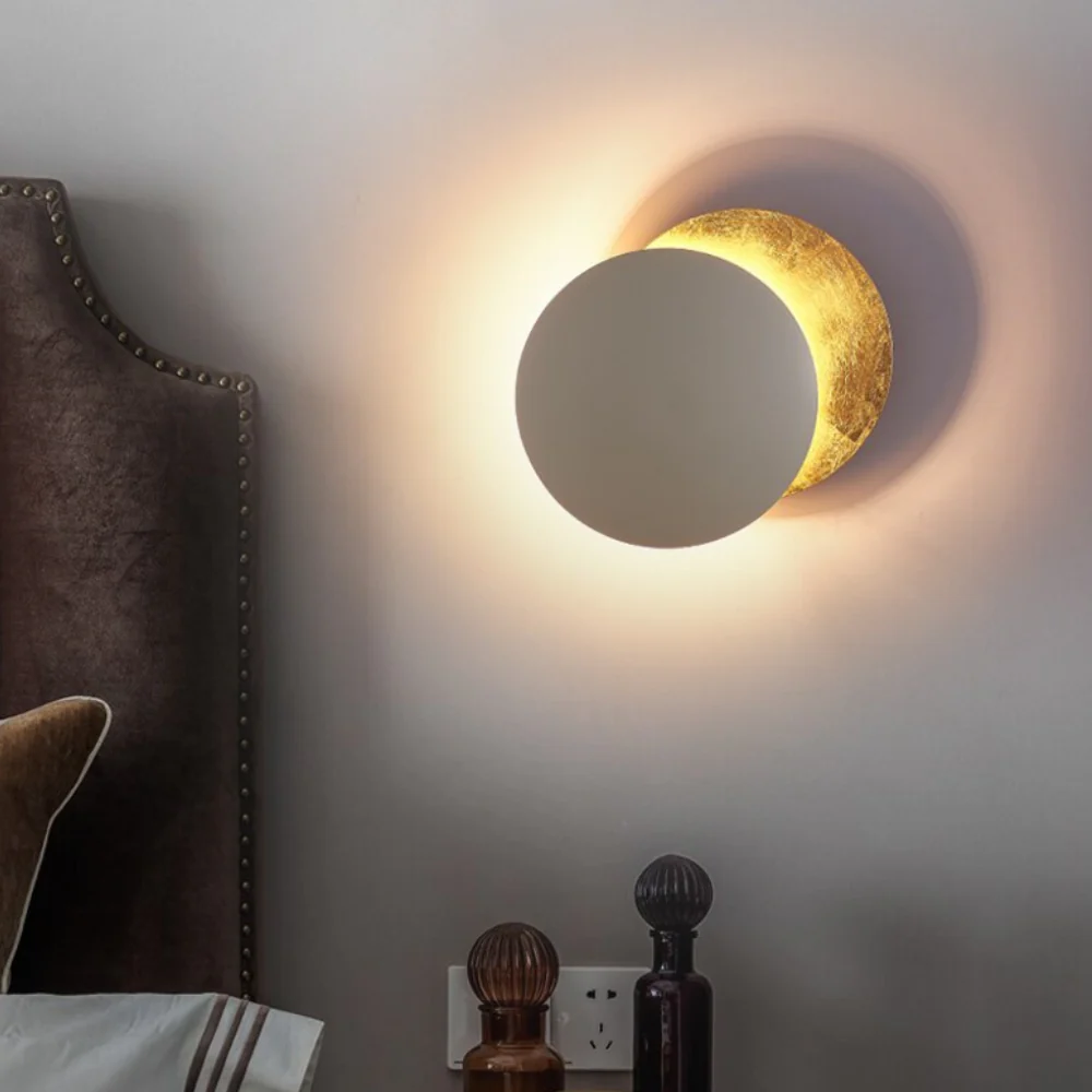 LED Lunar Eclipse Wall Sconce - Round Metal Backlit Halo Accent Lamp - Image 6
