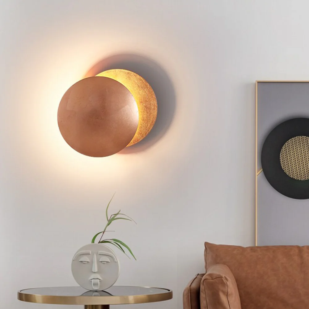 LED Lunar Eclipse Wall Sconce - Round Metal Backlit Halo Accent Lamp - Image 7