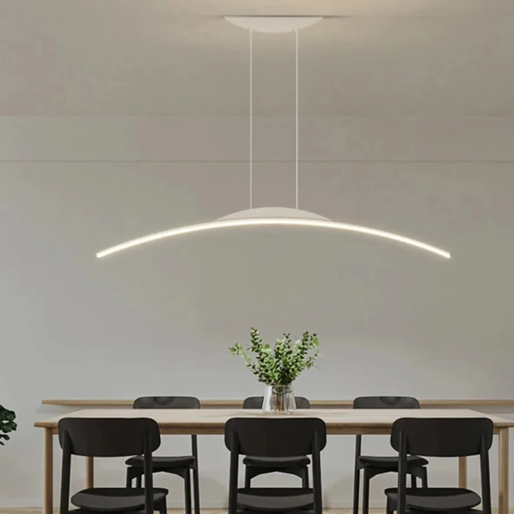 Linear Arch Pendant Light with Minimalist Curve - Contemporary Industrial - Image 4