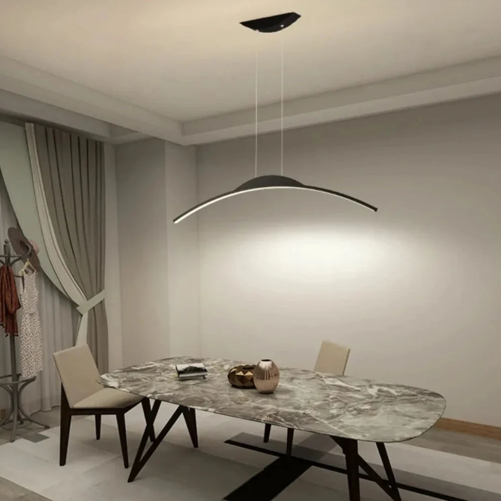 Linear Arch Pendant Light with Minimalist Curve - Contemporary Industrial - Image 5