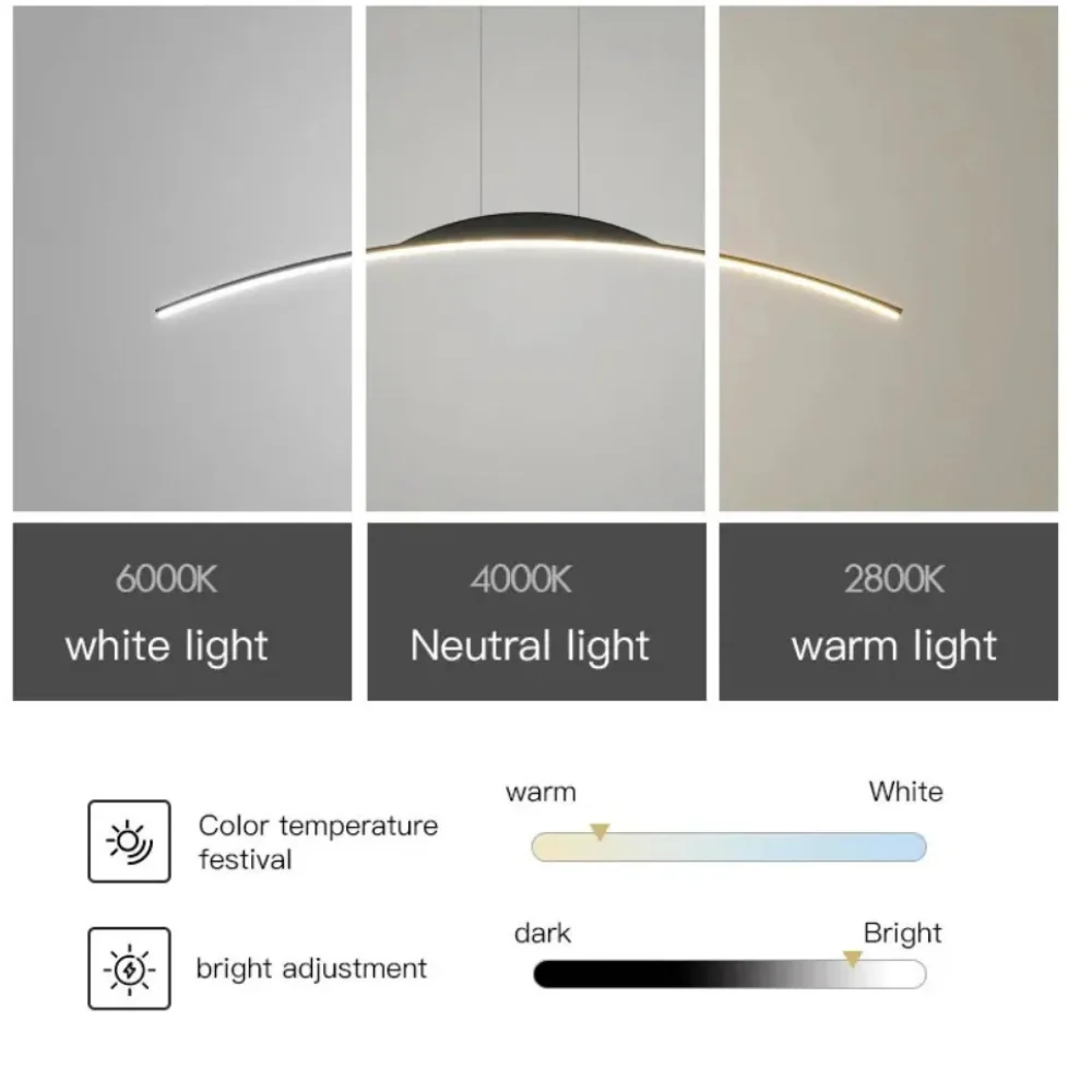 Linear Arch Pendant Light with Minimalist Curve - Contemporary Industrial - Image 7