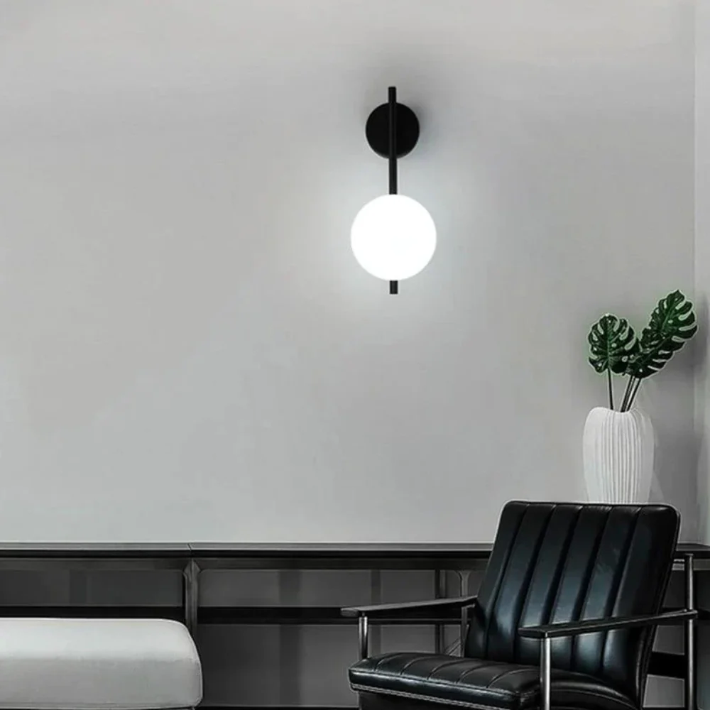 Linear Glass Globe Wall Sconce with Frosted Orb - Modern Nordic Style - Image 4