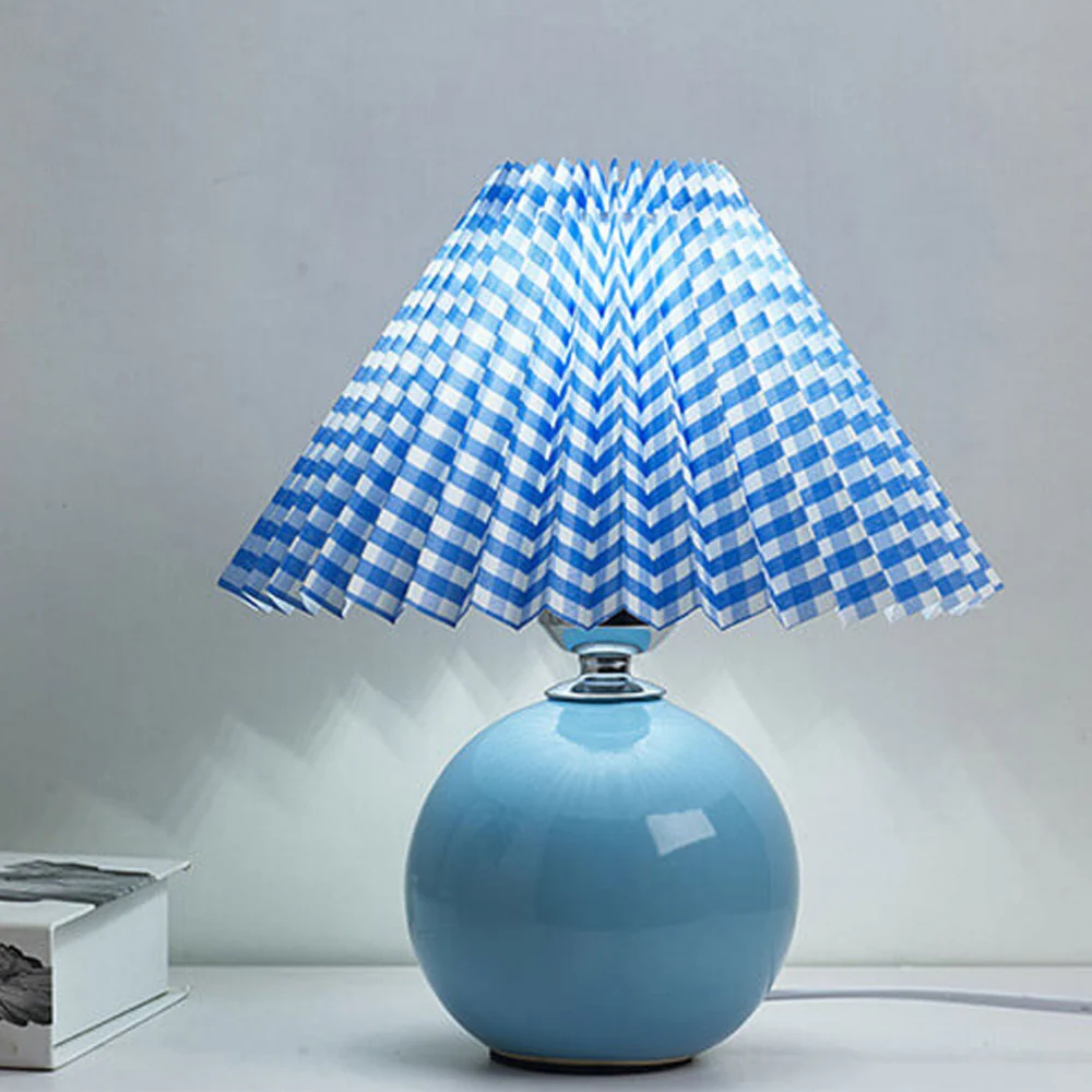Modern Ceramic Ball Table Lamp with Pleated Mushroom Shade - Image 11