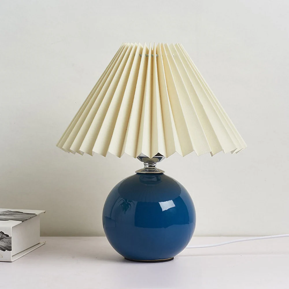 Modern Ceramic Ball Table Lamp with Pleated Mushroom Shade - Image 24