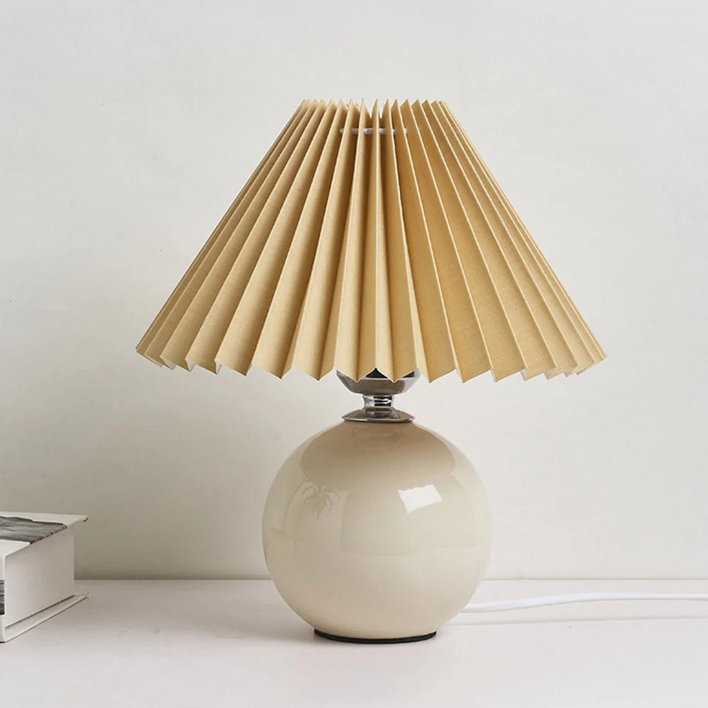 Modern Ceramic Ball Table Lamp with Pleated Mushroom Shade - Image 28