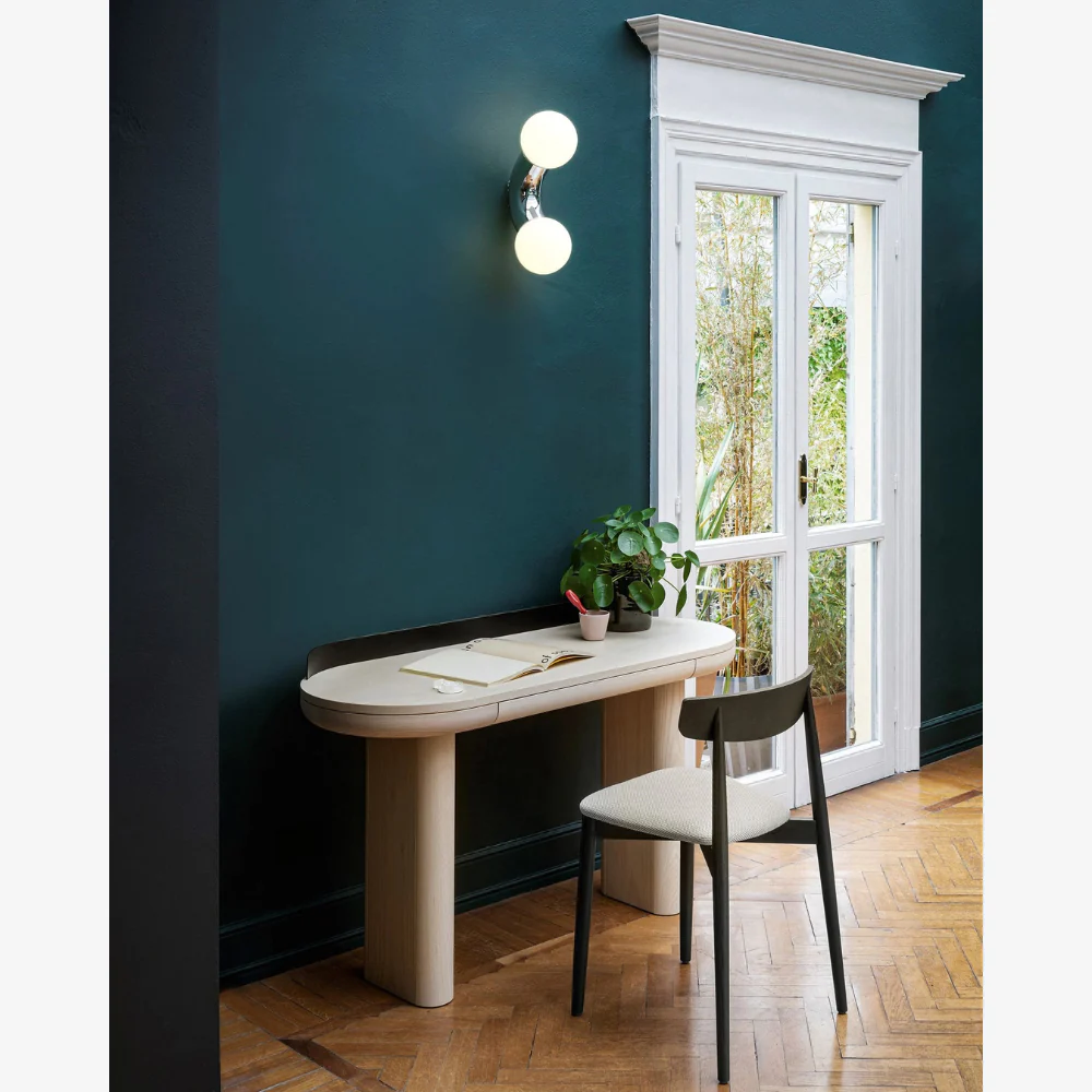 Modern Double Globe Arc Wall Sconce - Playful C-Shaped Orbital Light - Image 3