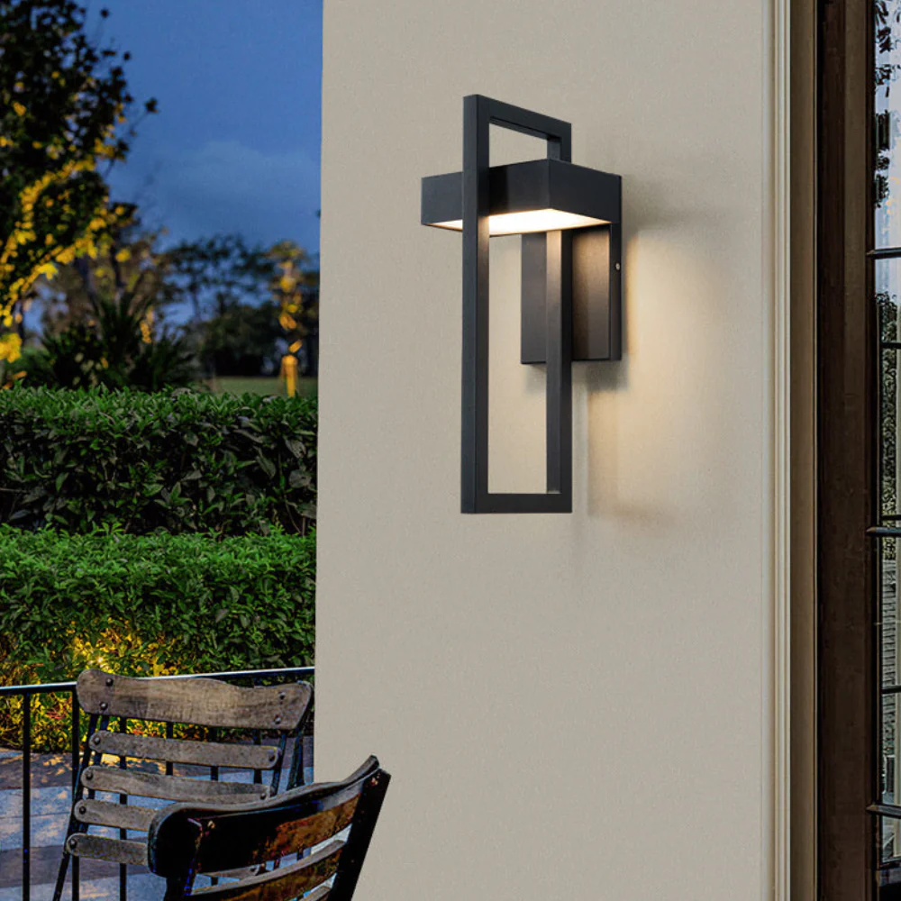 Modern Geometric Outdoor Wall Sconce - LED Linear Square Lantern - Image 2