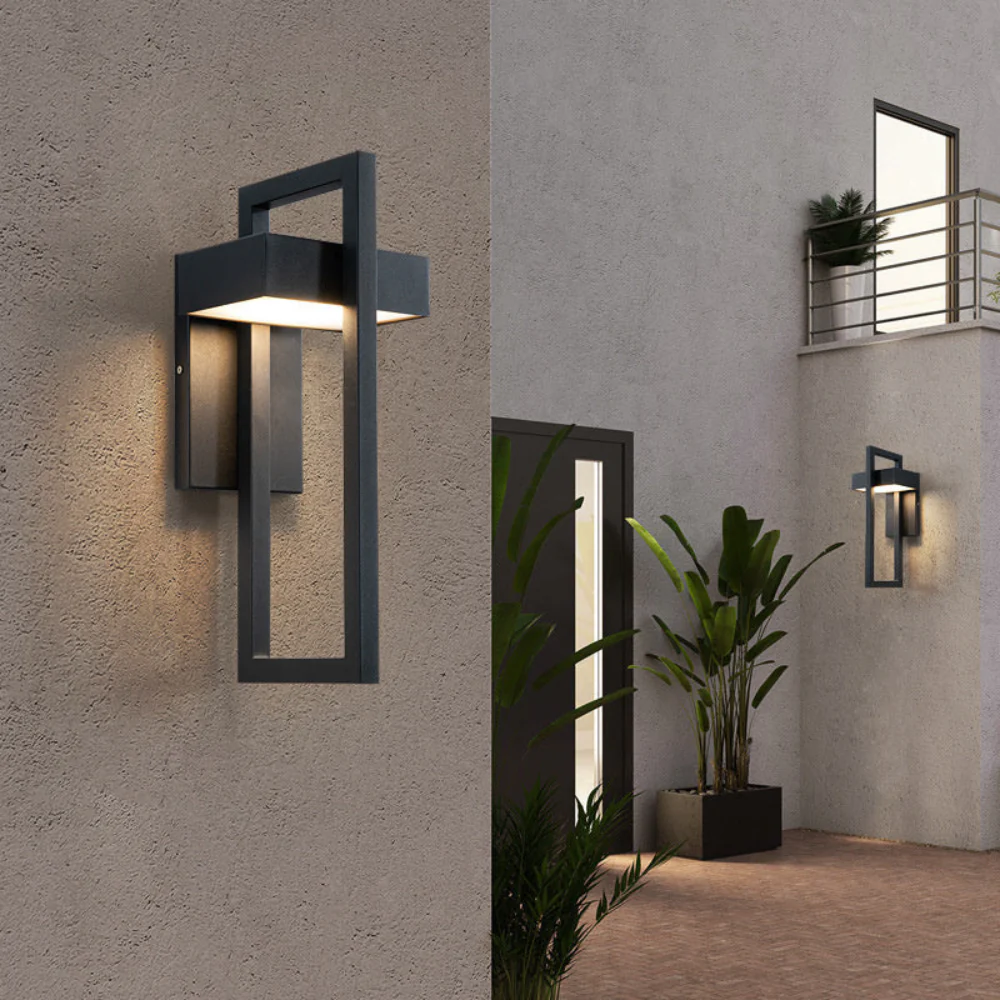Modern Geometric Outdoor Wall Sconce - LED Linear Square Lantern - Image 3