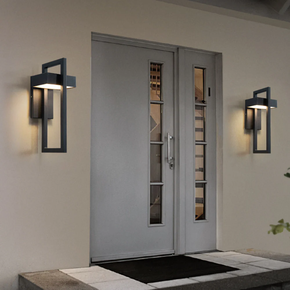 Modern Geometric Outdoor Wall Sconce - LED Linear Square Lantern - Image 4