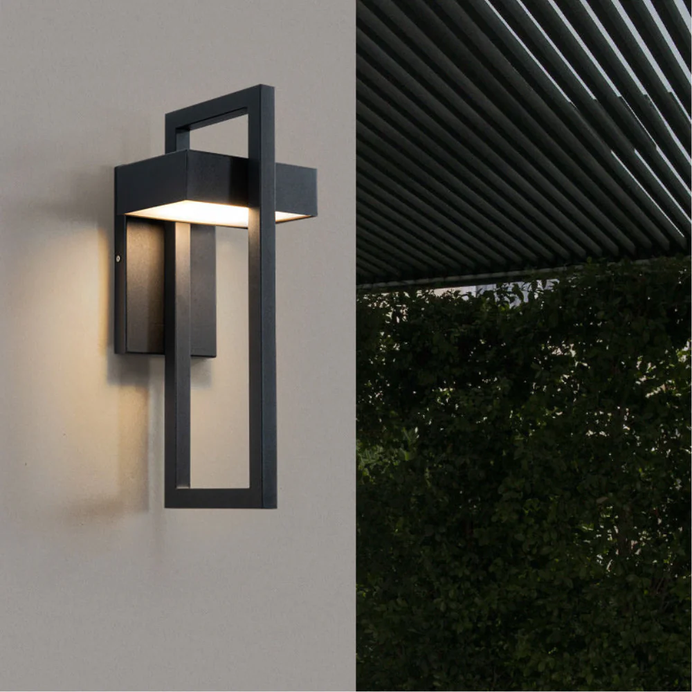 Modern Geometric Outdoor Wall Sconce - LED Linear Square Lantern - Image 5
