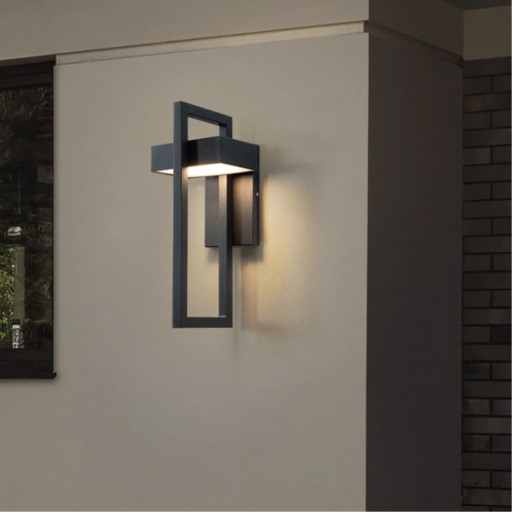 Modern Geometric Outdoor Wall Sconce - LED Linear Square Lantern - Image 6