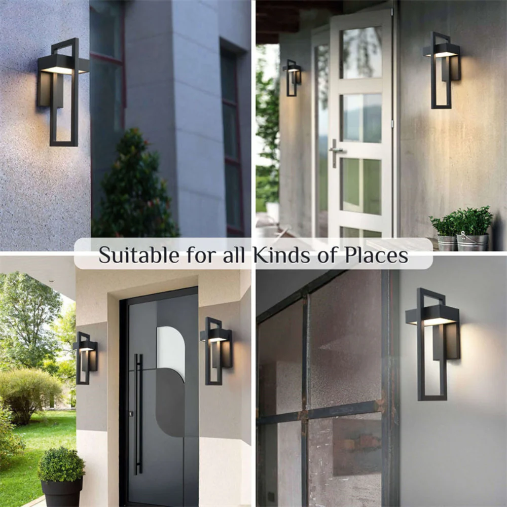 Modern Geometric Outdoor Wall Sconce - LED Linear Square Lantern - Image 7