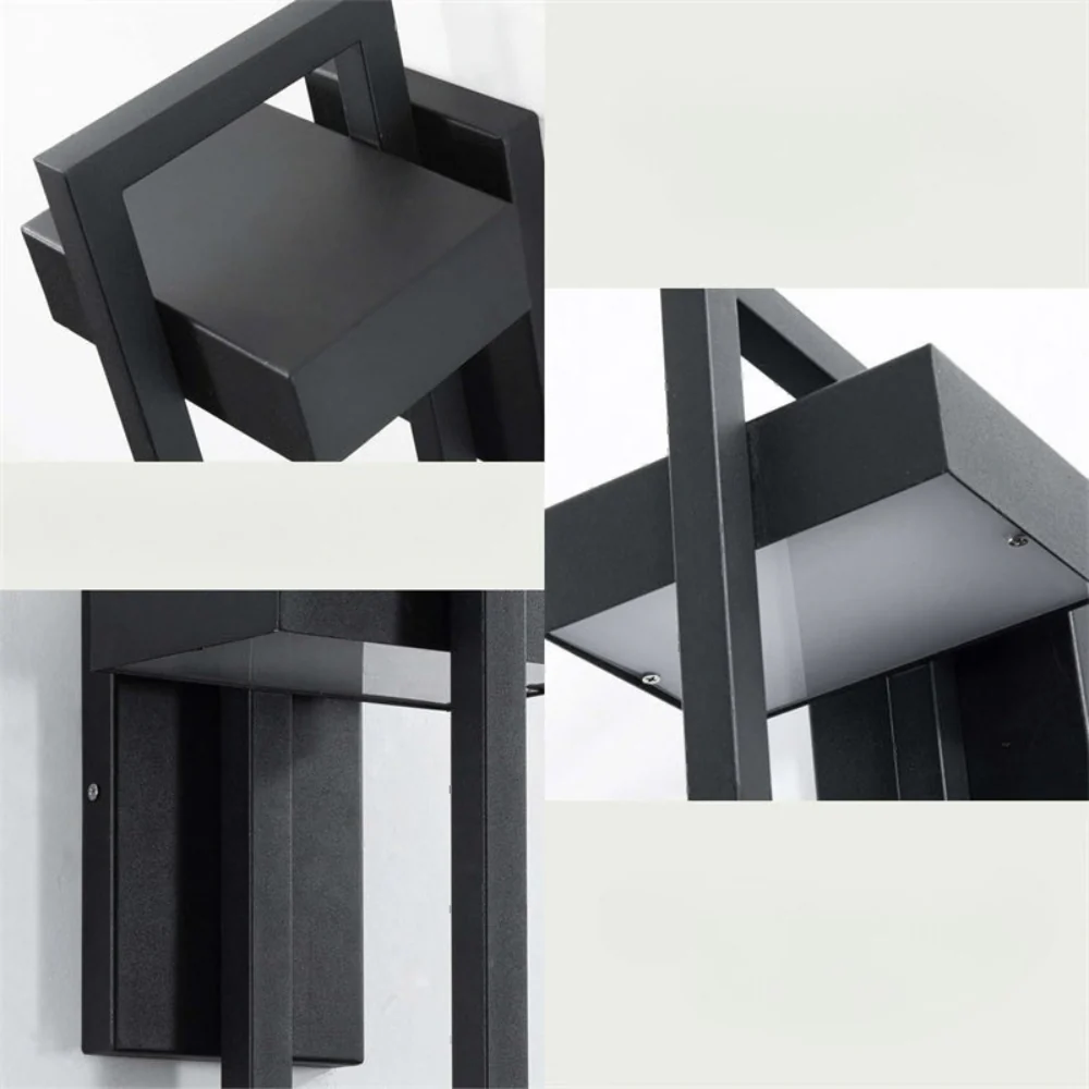 Modern Geometric Outdoor Wall Sconce - LED Linear Square Lantern - Image 8