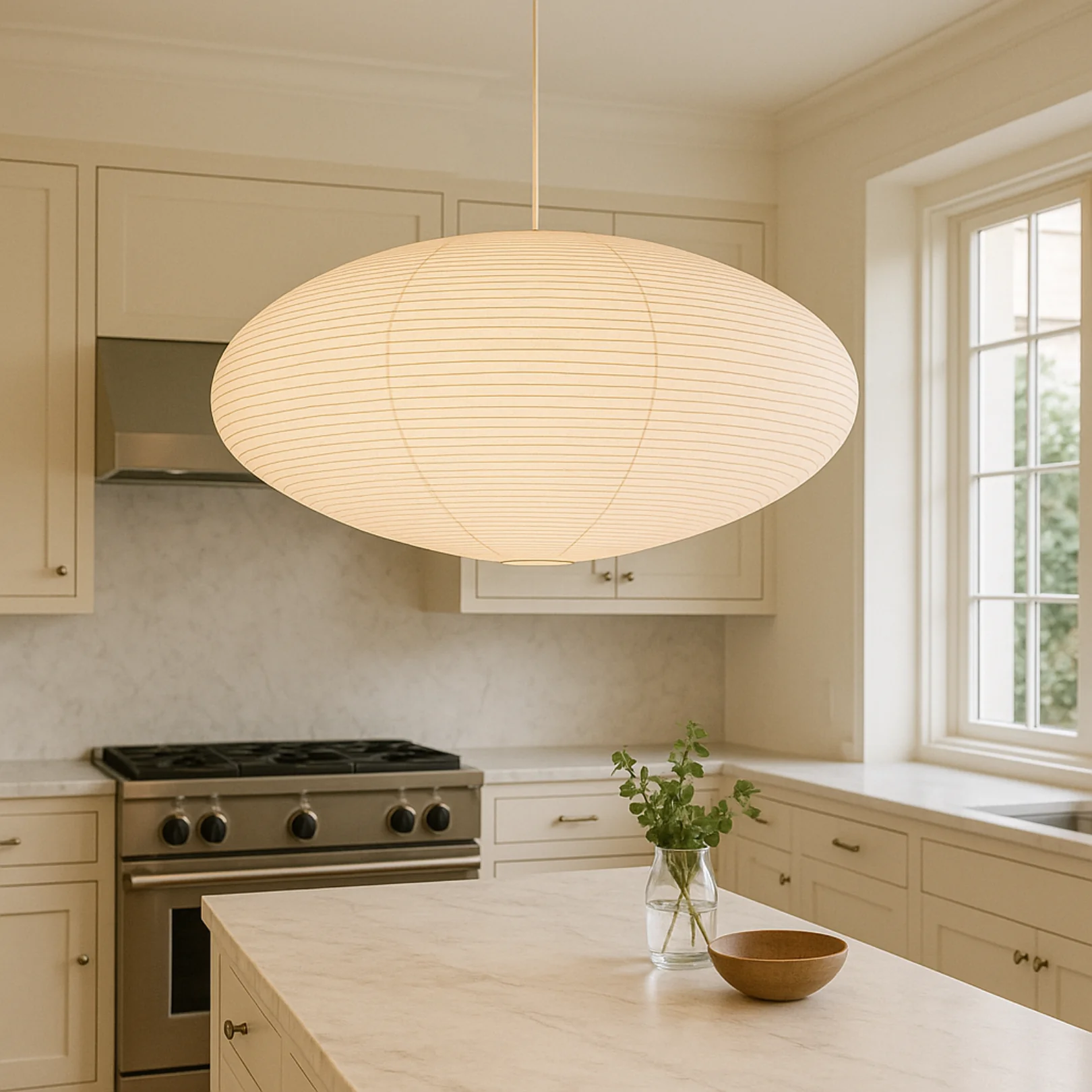 Modern Japanese Rice Paper Silk Cocoon Pendant Light - Noguchi Style - Image 4