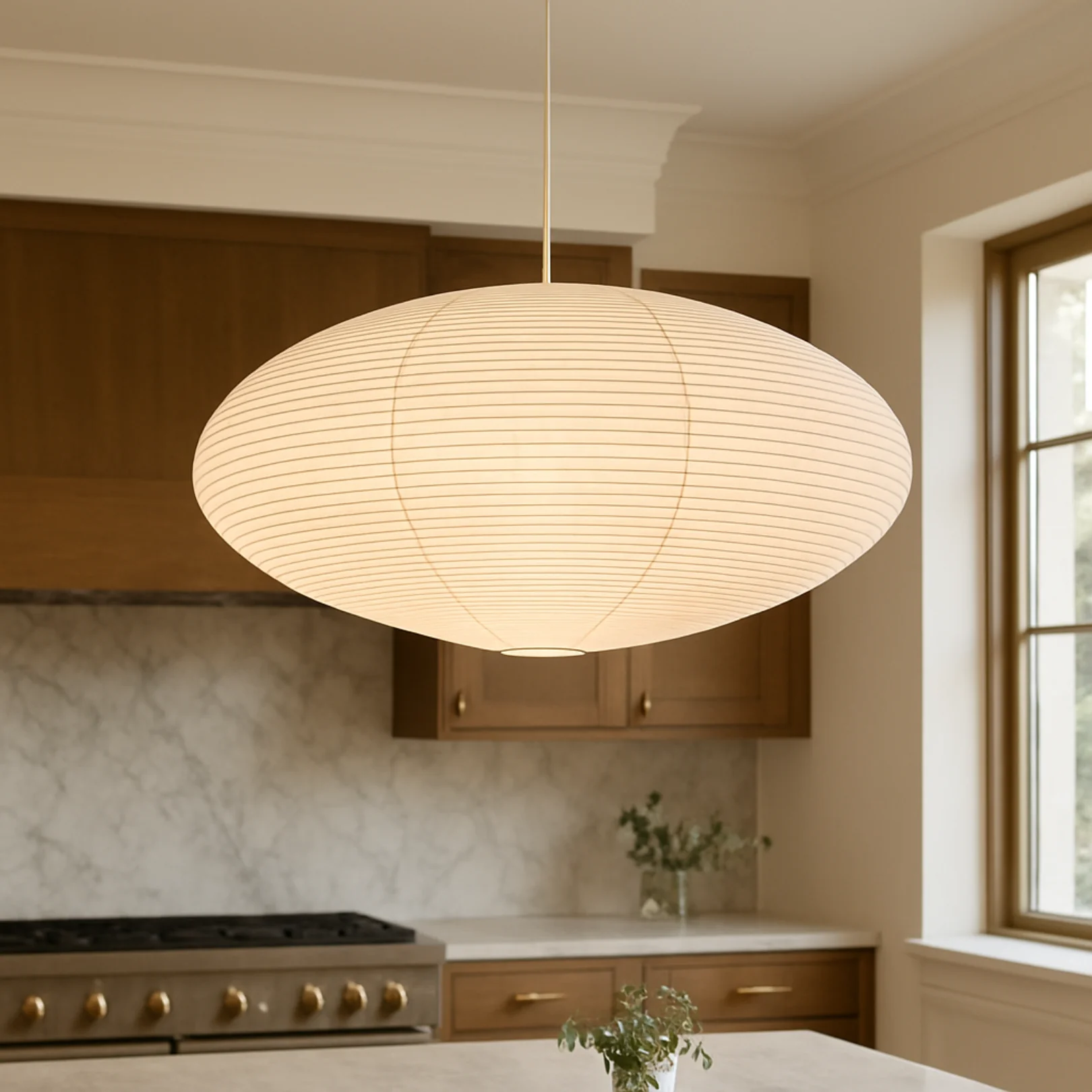 Modern Japanese Rice Paper Silk Cocoon Pendant Light - Noguchi Style - Image 6