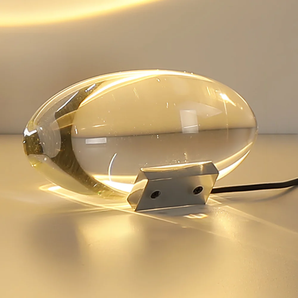 Modern Mid Century Crystal Glass Oval LED Table Lamp - Sunset Mood Accent Light - Image 17
