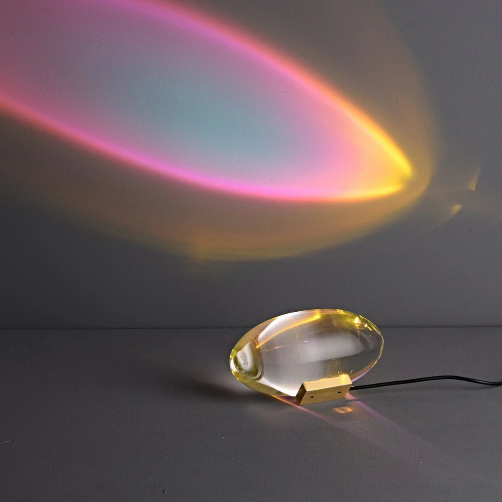 Modern Mid Century Crystal Glass Oval LED Table Lamp - Sunset Mood Accent Light - Image 25