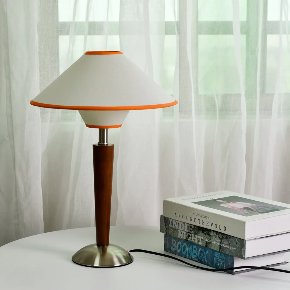 Modern Mid Century Tapered Table Lamp with Flared Fabric Shade - Image 18