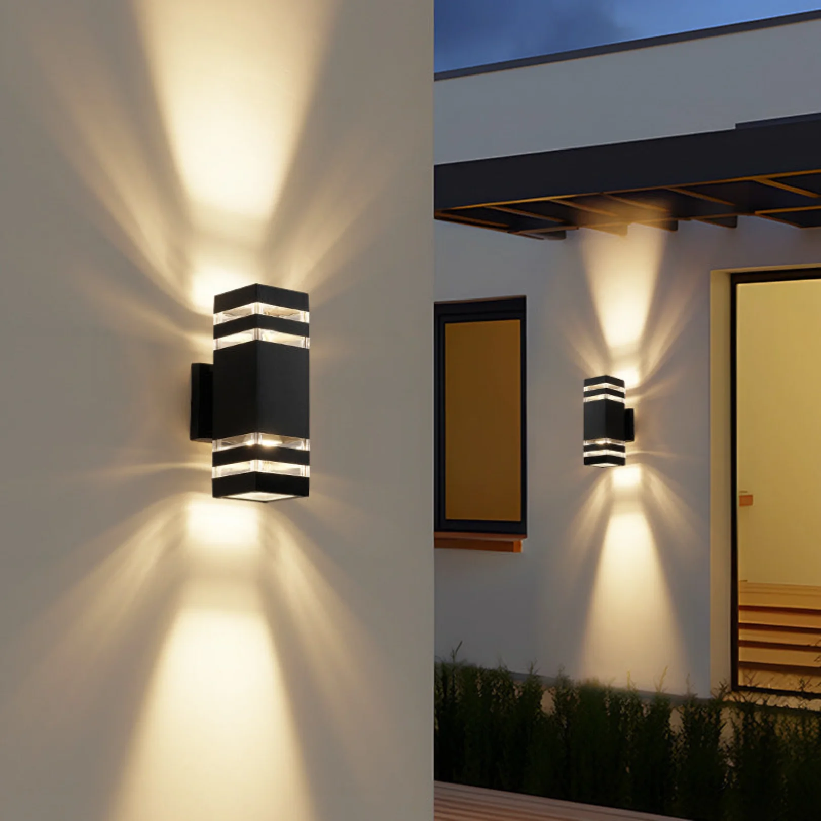 Modern Outdoor Black Box LED Wall Light - Up Down Sconce - Image 4