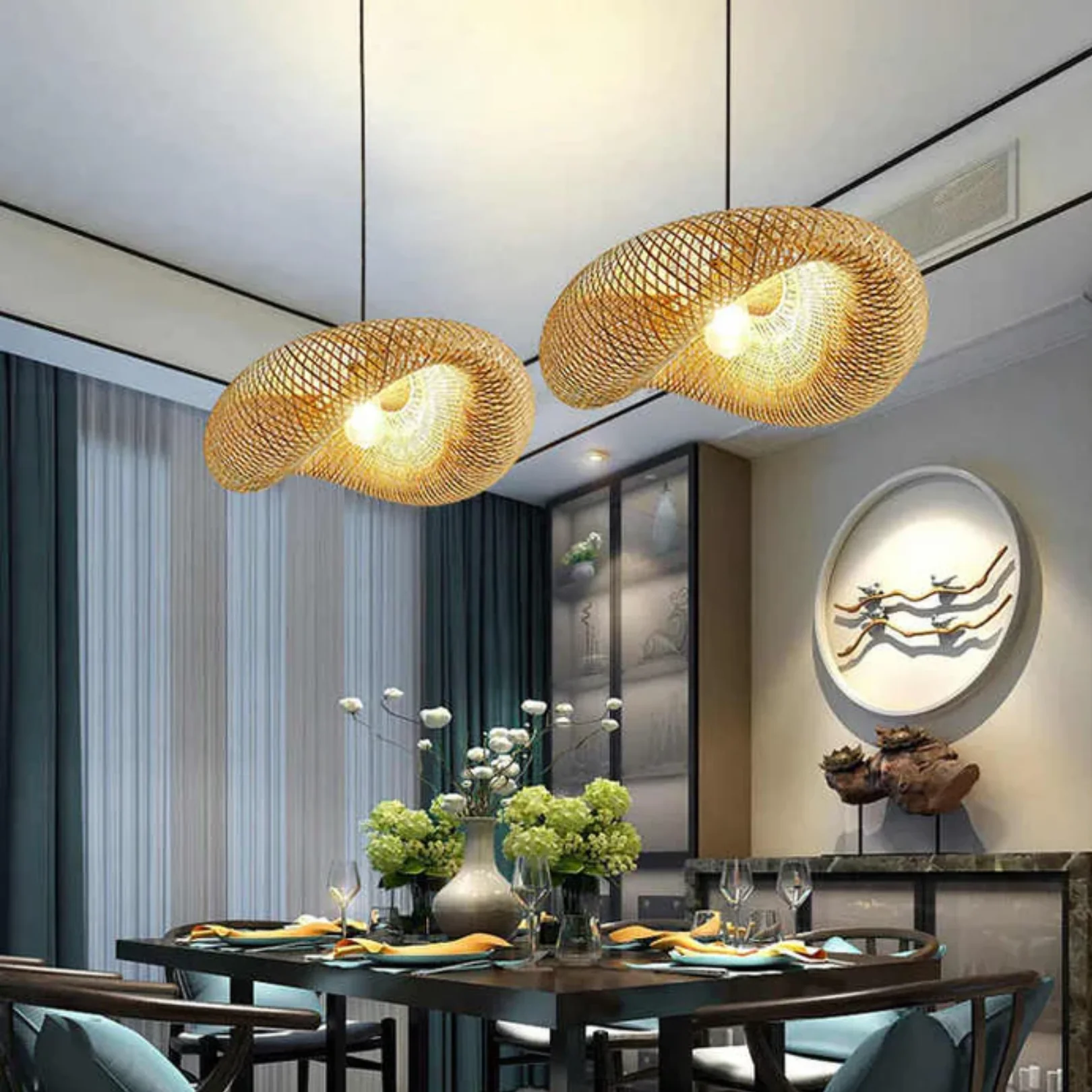 Modern Rattan Pendant Light - Bamboo Ceiling Lamp - Image 10