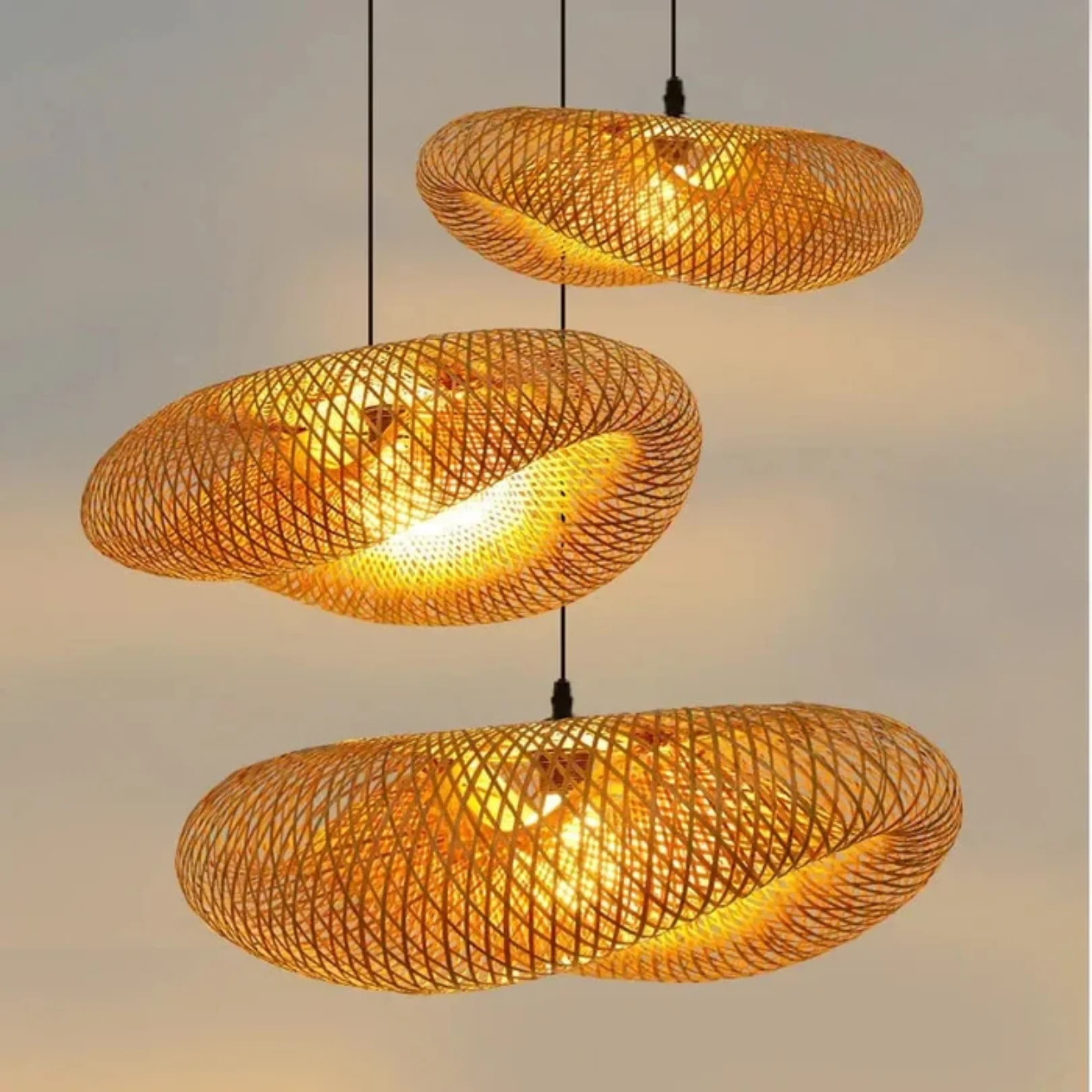Modern Rattan Pendant Light - Bamboo Ceiling Lamp - Image 4