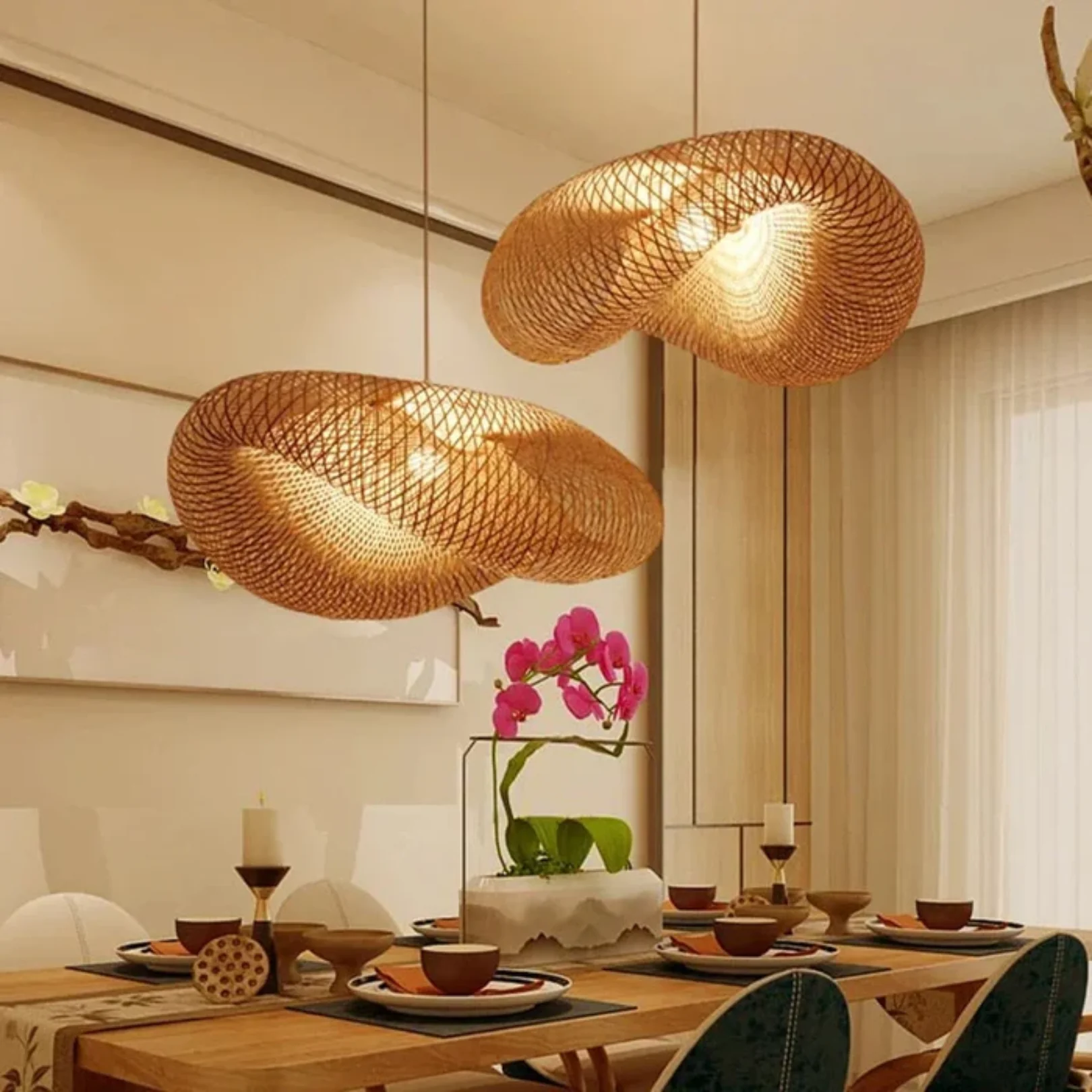 Modern Rattan Pendant Light - Bamboo Ceiling Lamp - Image 5
