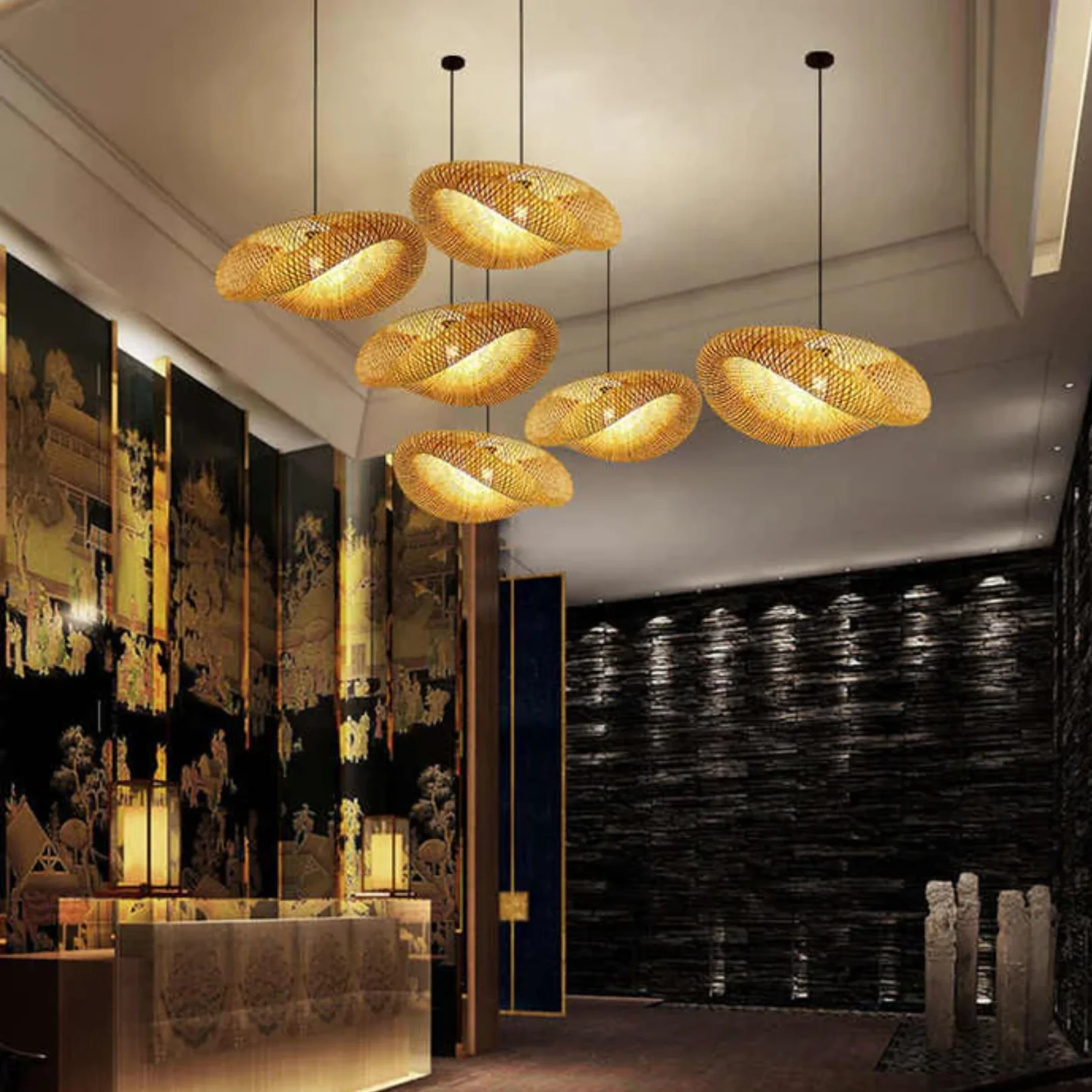 Modern Rattan Pendant Light - Bamboo Ceiling Lamp - Image 6