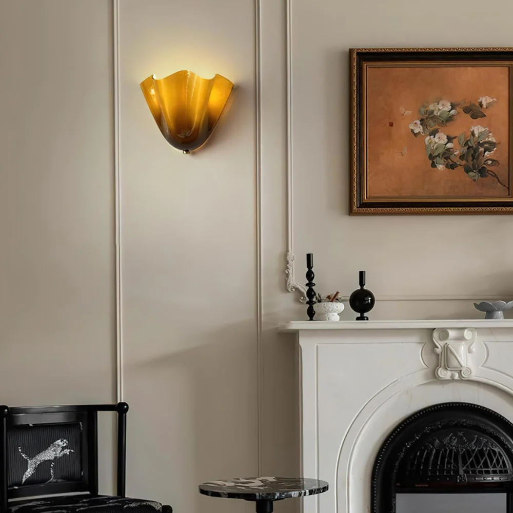 Modern Ruffled Glass Wall Sconce - Organic Blooming Flower Wall Lamp - Image 4
